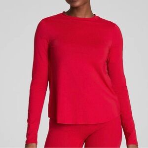 SPANX Red Long Sleeve Crew Neck Top